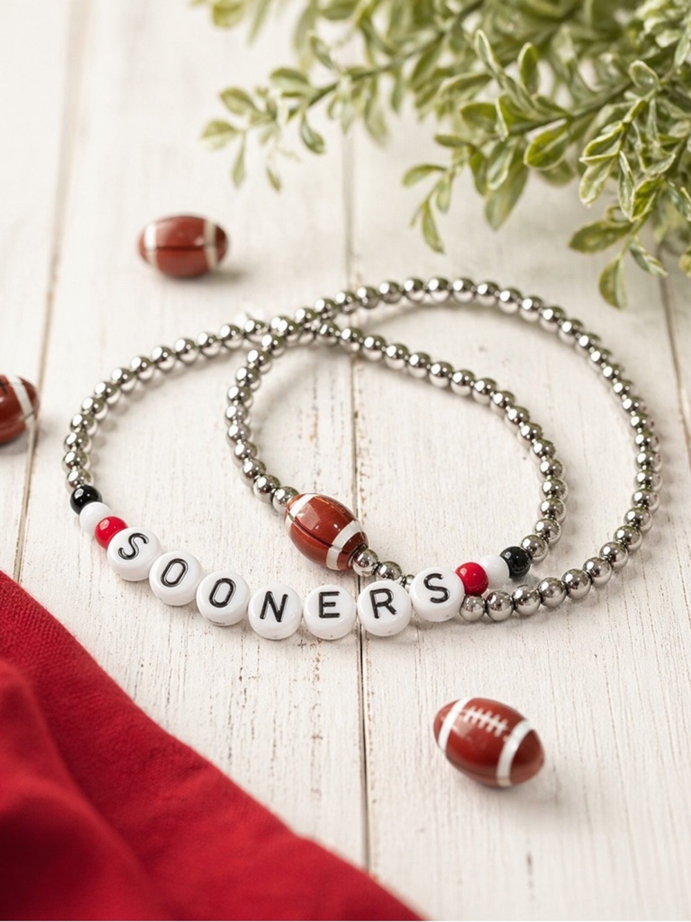 Silver Plated OU Sooners Football Bracelet